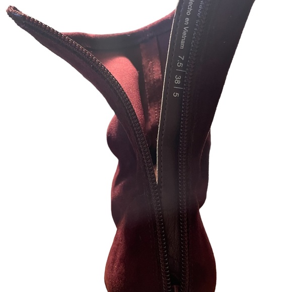 Velvet Burgundy Booties - Picture 5 of 7